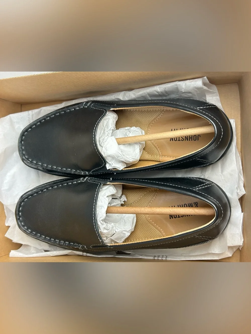 Johnston & Murphy Men’s 5.5 Teen Boys Black Leather Slip-On‎ Dress Shoes Loafers